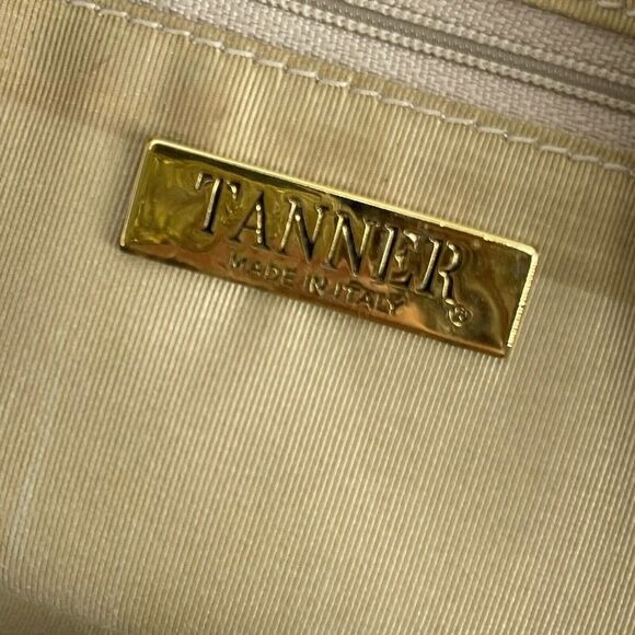 Tanner Italy Vintage Handbag Beige Leather Croc Embossed Shoulder Bag Classic - Picture 10 of 12